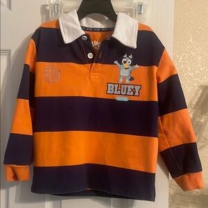 Kids Striped Rugby Shirt - Orange and Blue
